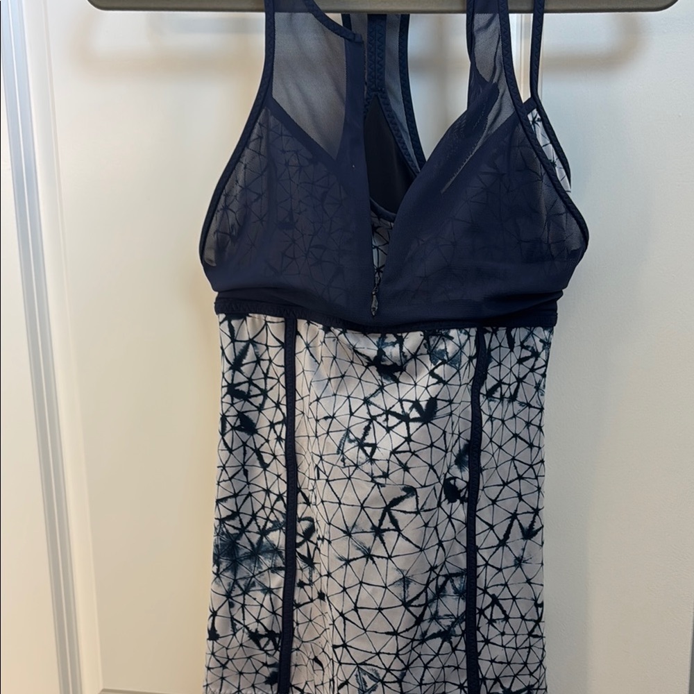 Lululemon Blue and White Chemise with Floral Design